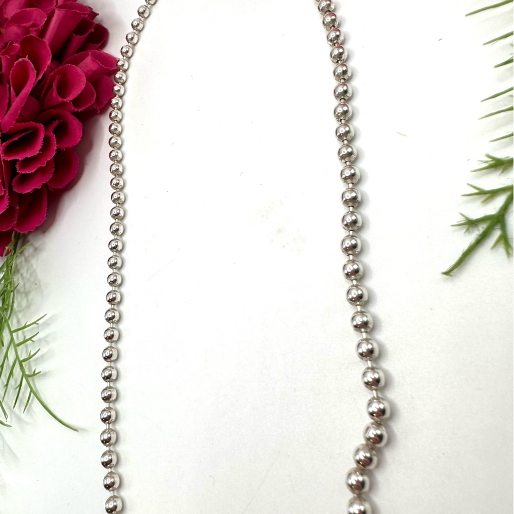 ITALY⚜️Sterling Silver Solid Beaded Ball Chain Necklace - Picture 3 of 8